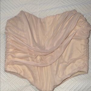 Nude ruched mesh corset top (Soft Pink/Nude)